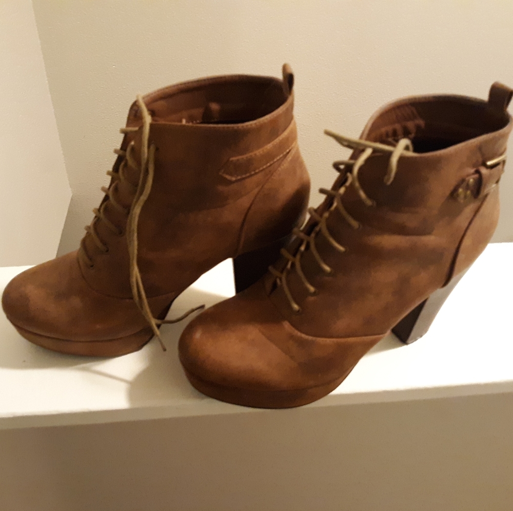 Brown Thick Heel Booties